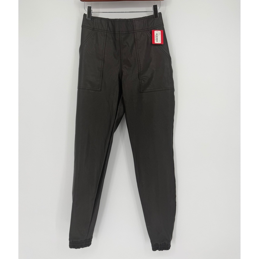 Spanx Leather Like Jogger Pants Noir Black Faux Leather Small 20283R NEW